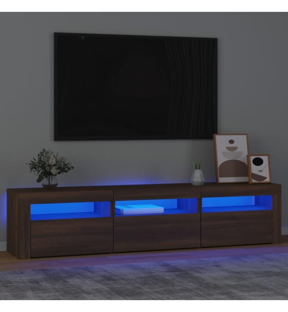 TV-Schrank mit LED-Leuchten Braun Eichen-Optik 180x35x40 cm