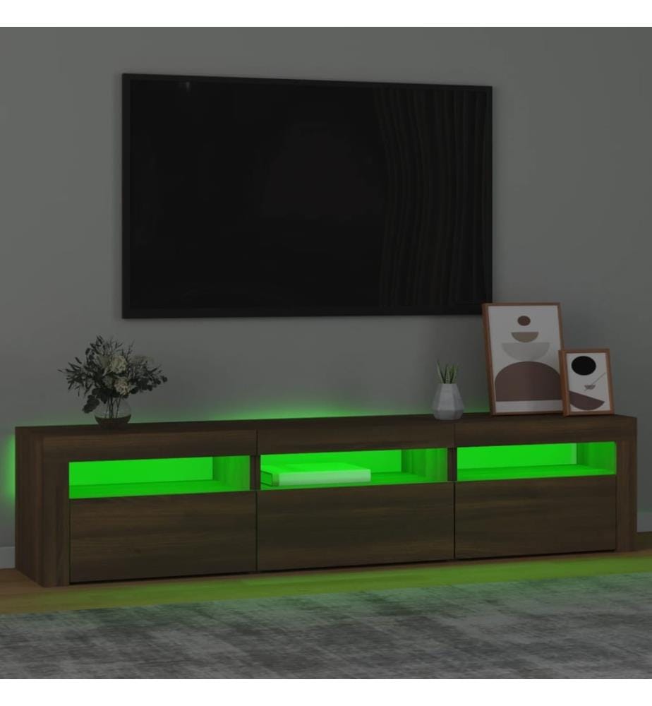 TV-Schrank mit LED-Leuchten Braun Eichen-Optik 180x35x40 cm