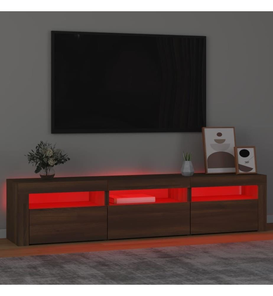TV-Schrank mit LED-Leuchten Braun Eichen-Optik 180x35x40 cm
