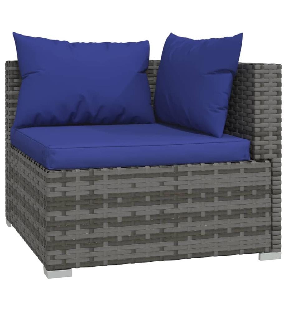 3-Sitzer-Sofa mit Kissen Grau Poly Rattan