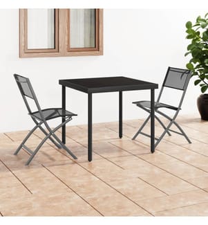Klappbare Gartenstühle 2 Stk. Schwarz Stahl und Textilene