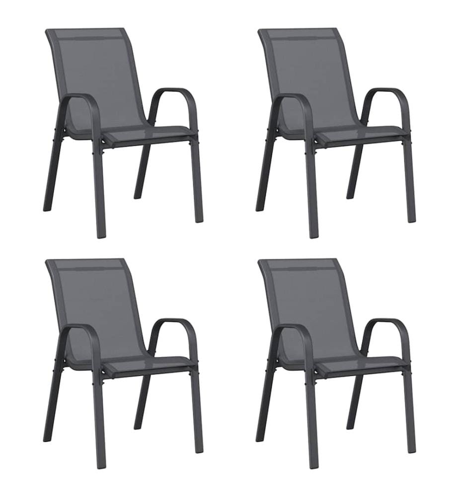 Stapelbare Gartenstühle 4 Stk. Grau Textilene