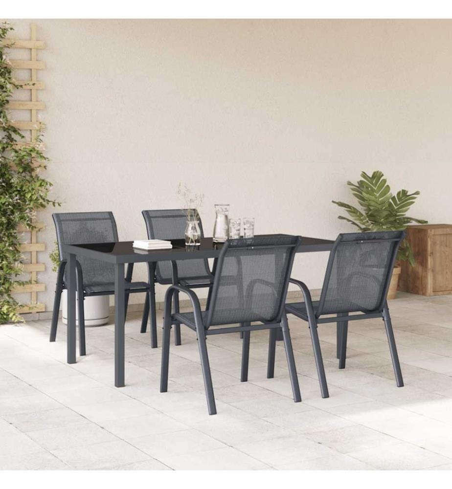 Stapelbare Gartenstühle 4 Stk. Grau Textilene
