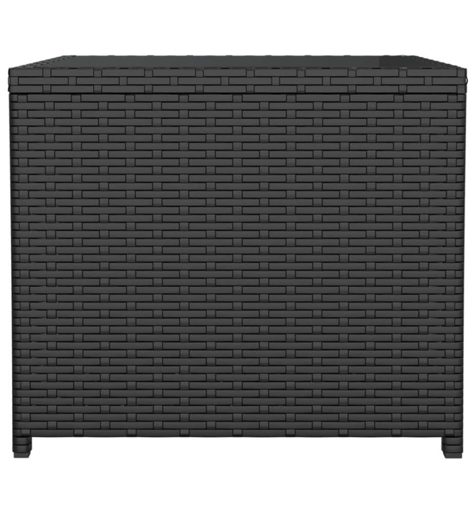 Beistelltisch mit Glasplatte Schwarz Poly Rattan & Hartglas