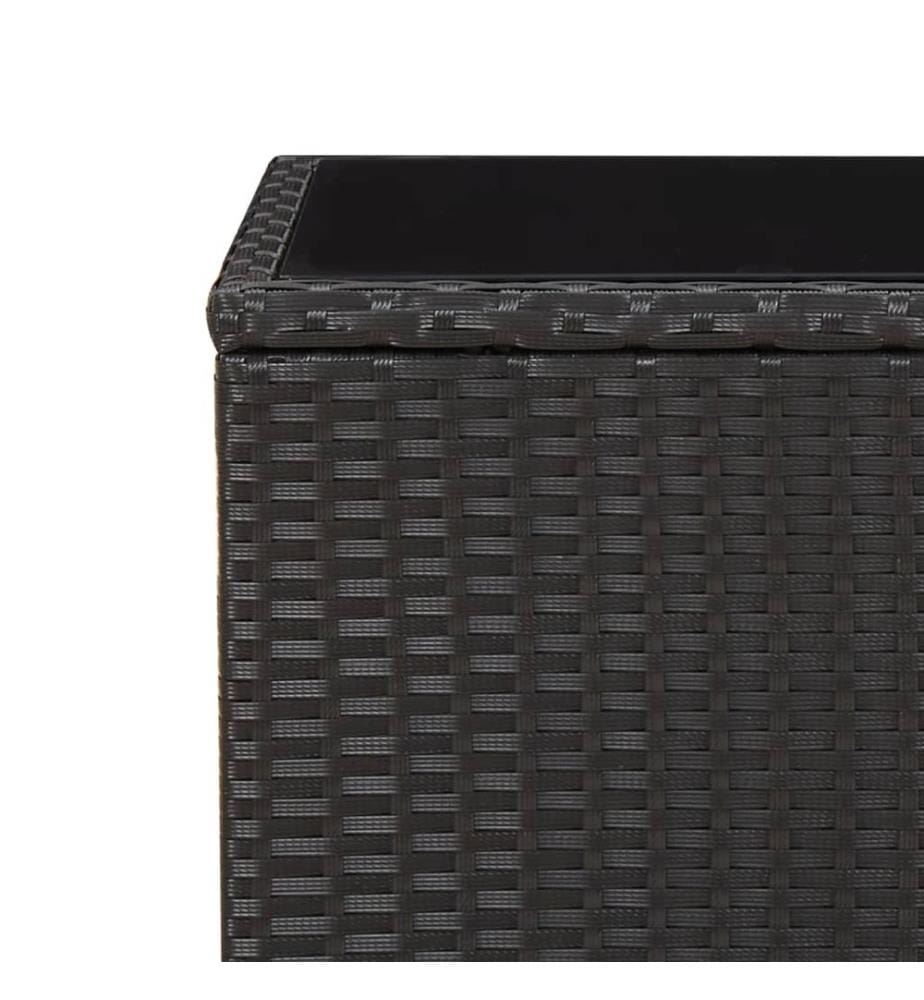 Beistelltisch mit Glasplatte Schwarz Poly Rattan & Hartglas