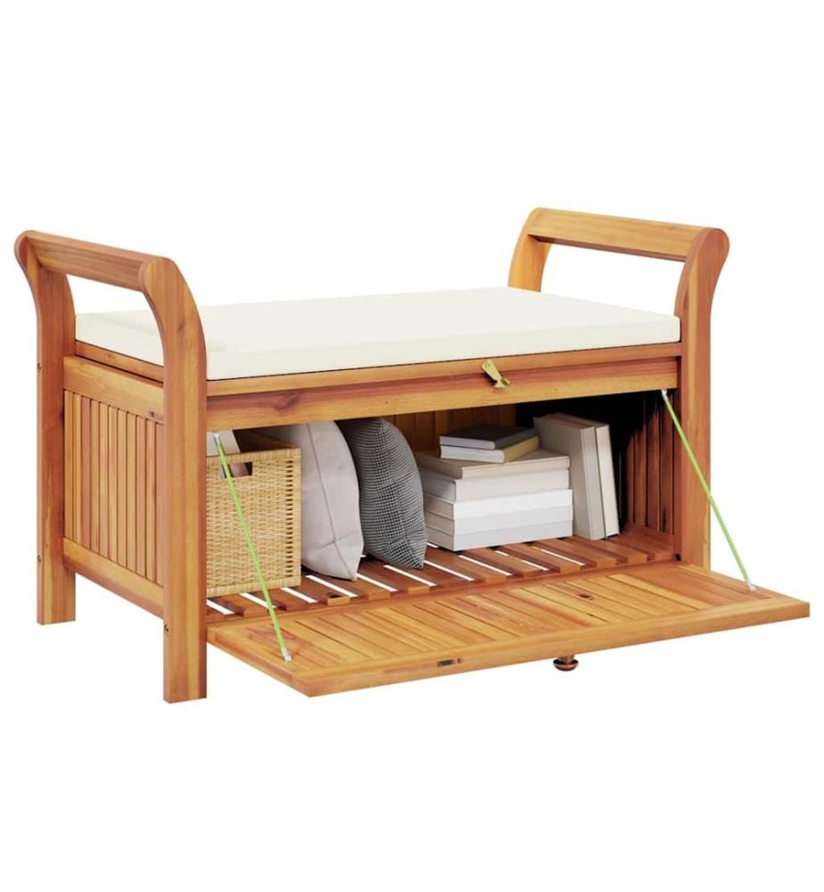 Banc de rangement de jardin avec coussin 91 cm Bois d'acacia