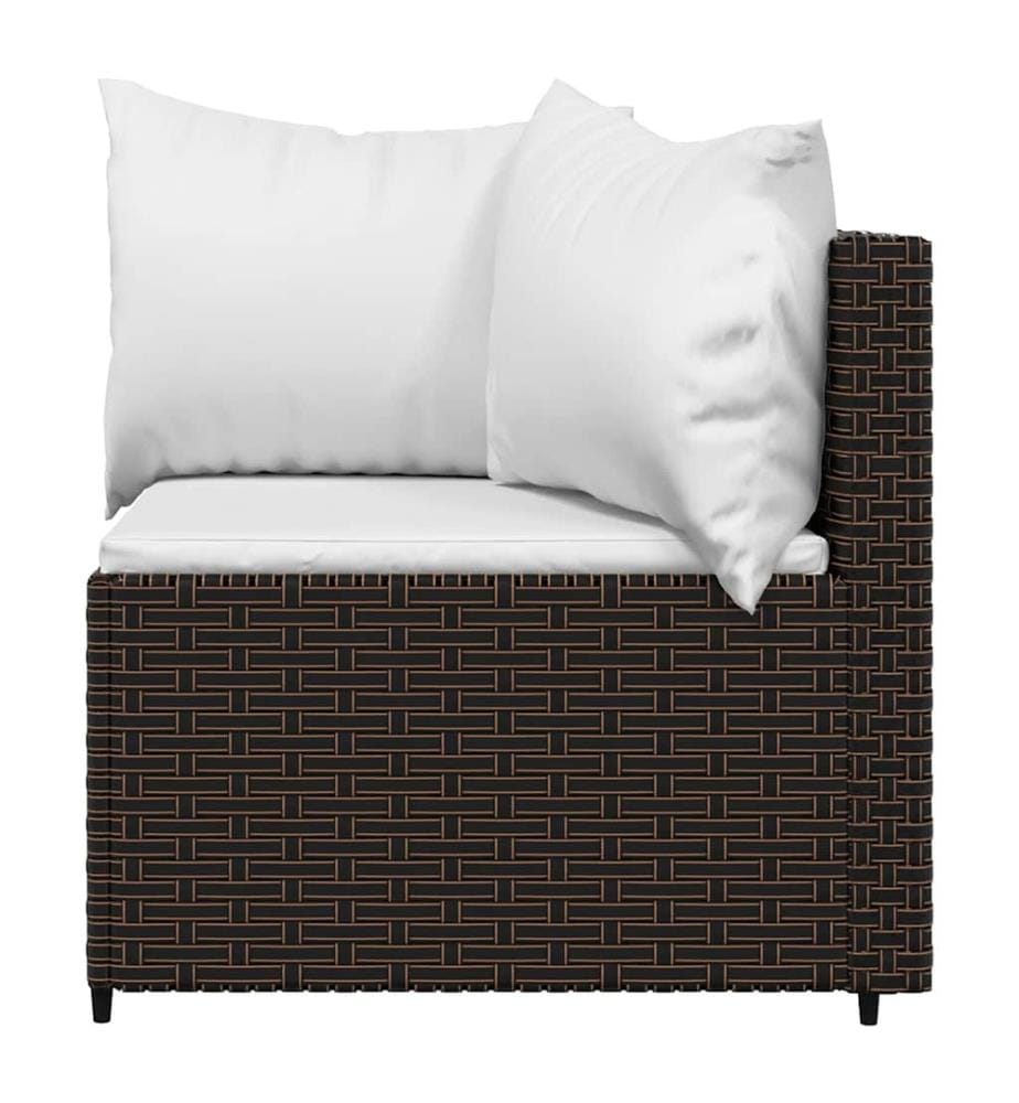 Garten-Ecksofas mit Kissen 2 Stk. Braun Poly Rattan