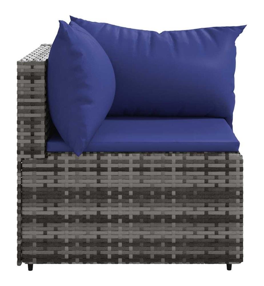 Garten-Ecksofa mit Kissen Grau Poly Rattan