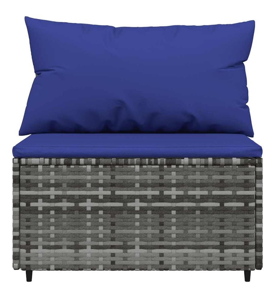 Garten-Mittelsofas mit Kissen 2 Stk. Grau Poly Rattan