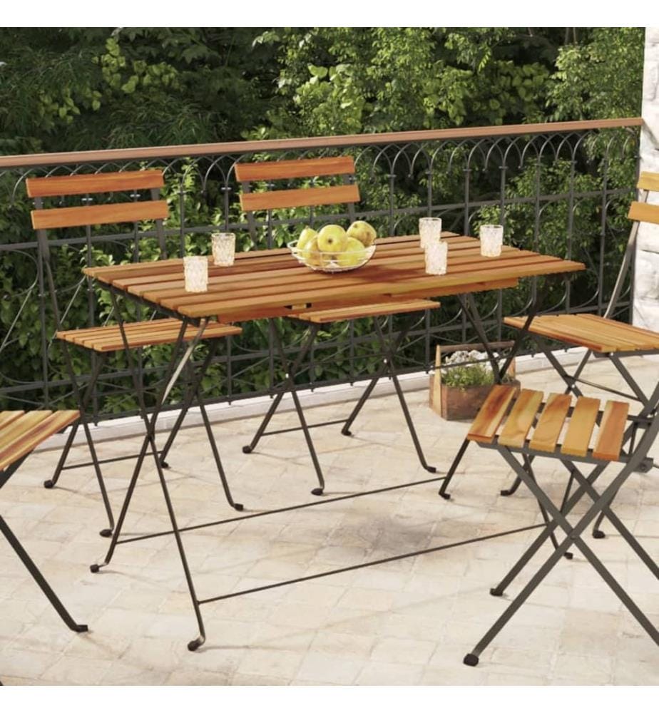 Table de bistro pliante 100x54x71cm Bois acacia solide et acier