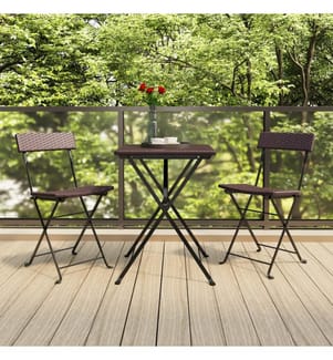 3-tlg. Bistro-Set Klappbar Braun Poly Rattan