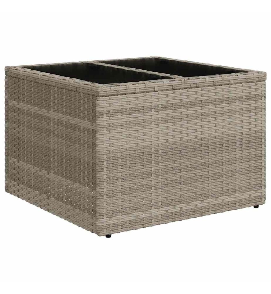 7-tlg. Garten-Sofagarnitur mit Kissen Hellgrau Poly Rattan