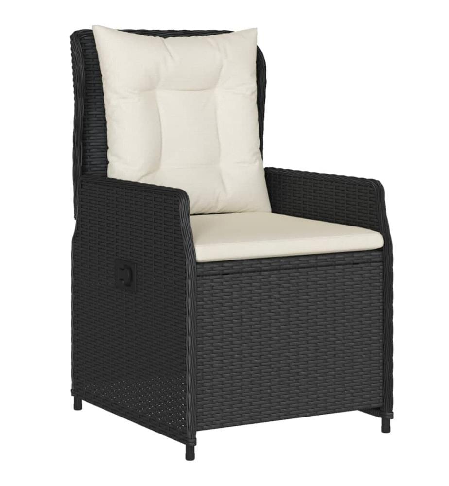 Ensemble à manger de jardin coussins 7pcs Noir Résine tressée