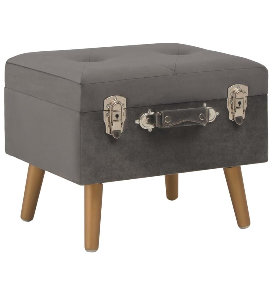 Tabourets de rangement lot de 3 Gris Velours