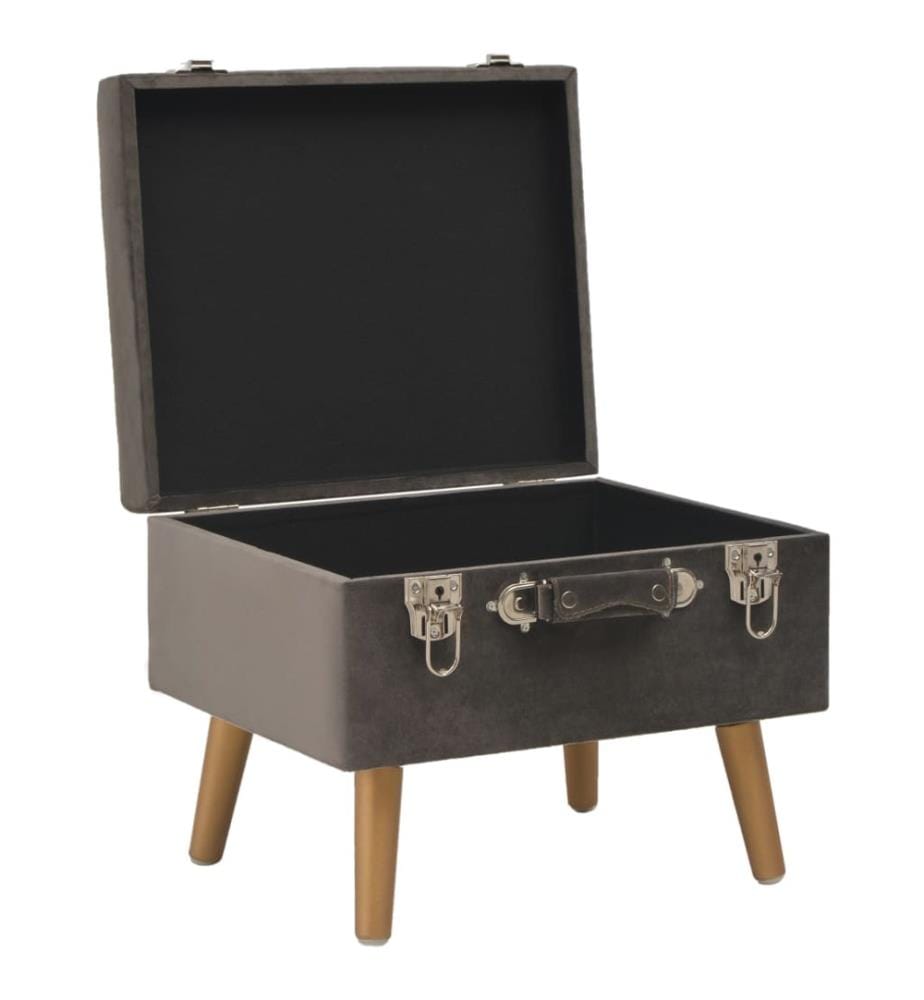 Tabourets de rangement lot de 3 Gris Velours