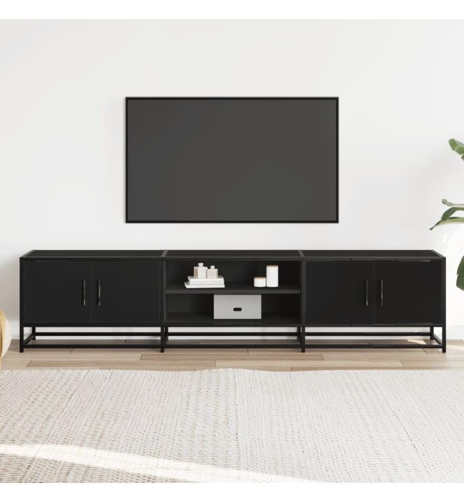 Meuble TV noir 180x35x41 cm bois d'ingénierie