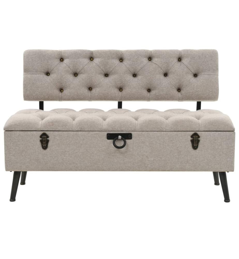 Banc de rangement avec dossier 110 cm Crème Tissu
