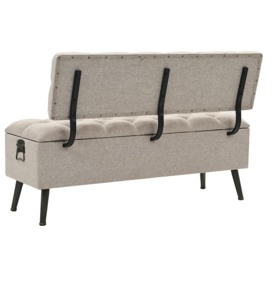 Banc de rangement avec dossier 110 cm Crème Tissu