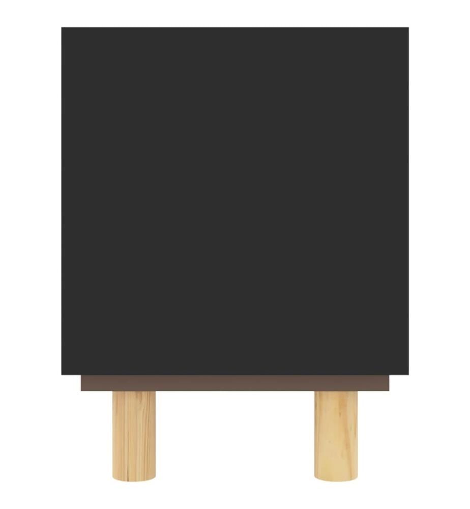 Meuble TV Noir 80x30x40 cm Bois de pin massif et rotin naturel