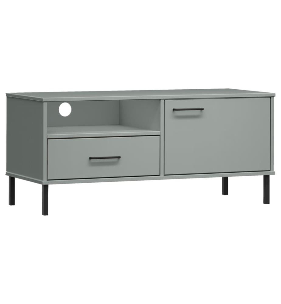 TV-Schrank OSLO mit Metallbeinen Grau Massivholz Kiefer