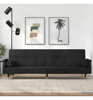 Schlafsofa mit Kissen Schwarz Samt