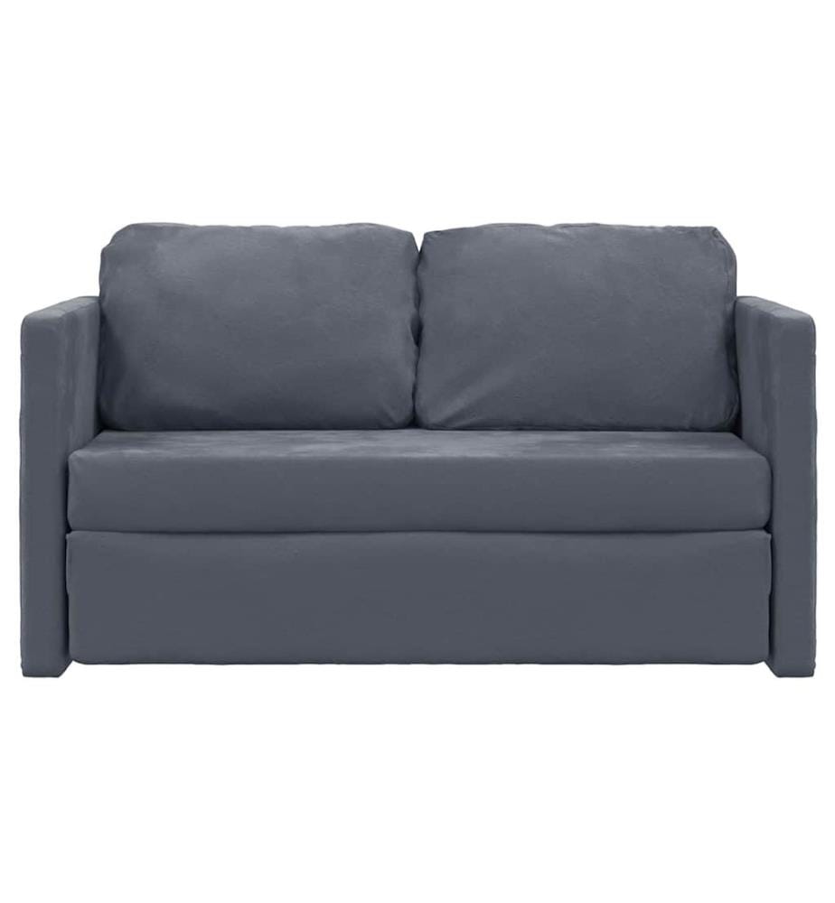 Bodensofa mit Schlaffunktion Dunkelgrau 122x204x55 cm Samt