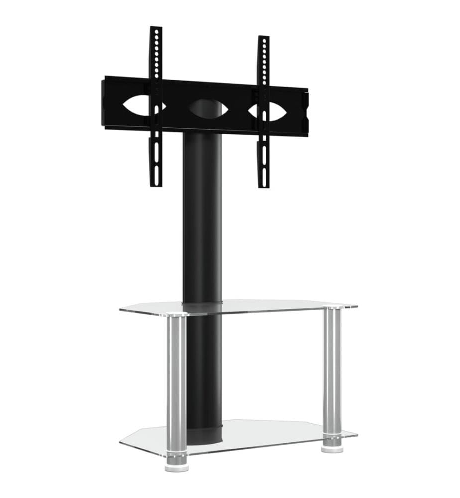 TV-Eckregal mit 2 Ablagen für 32-70 Zoll Schwarz und Silbern