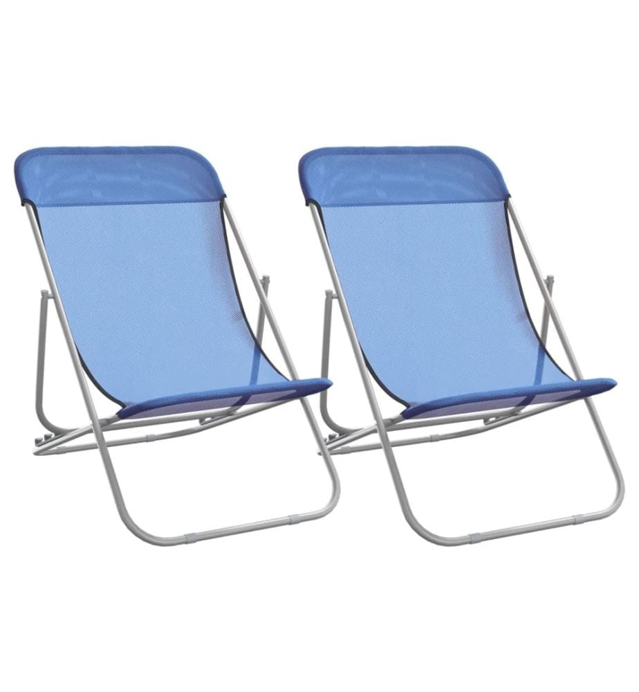 Strandstühle 2 Stk. Blau Textilene & Pulverbeschichteter Stahl