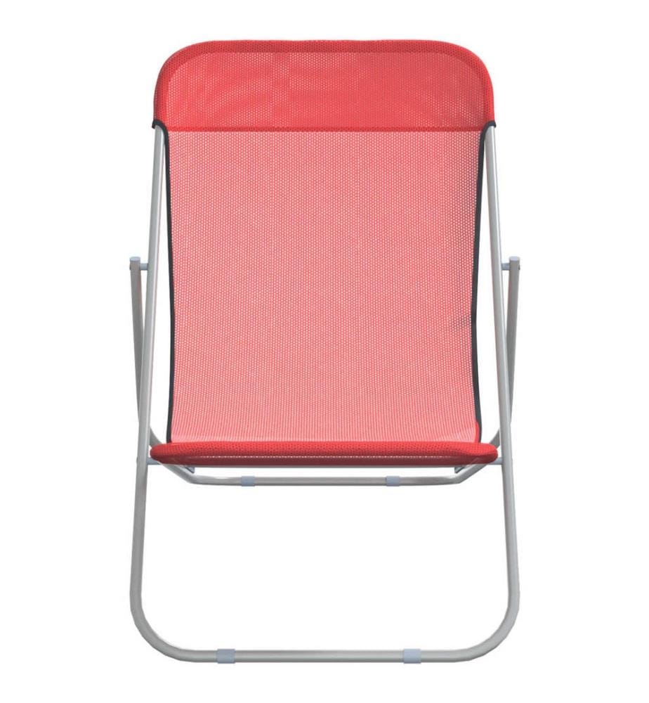 Strandstühle 2 Stk. Rot Textilene & Pulverbeschichteter Stahl