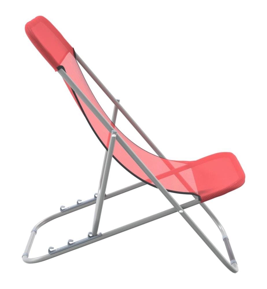 Strandstühle 2 Stk. Rot Textilene & Pulverbeschichteter Stahl