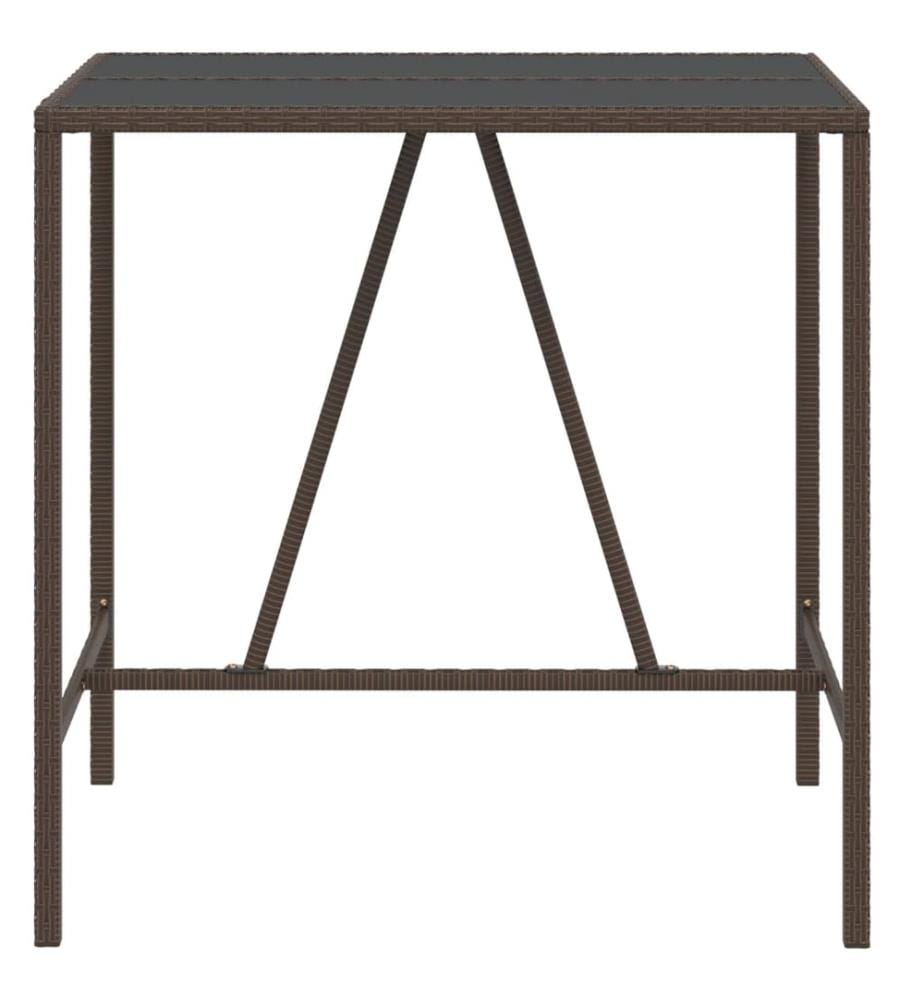 Bartisch mit Glasplatte Braun 110x70x110 cm Poly Rattan