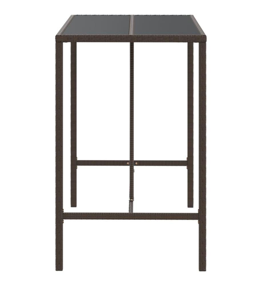 Bartisch mit Glasplatte Braun 110x70x110 cm Poly Rattan