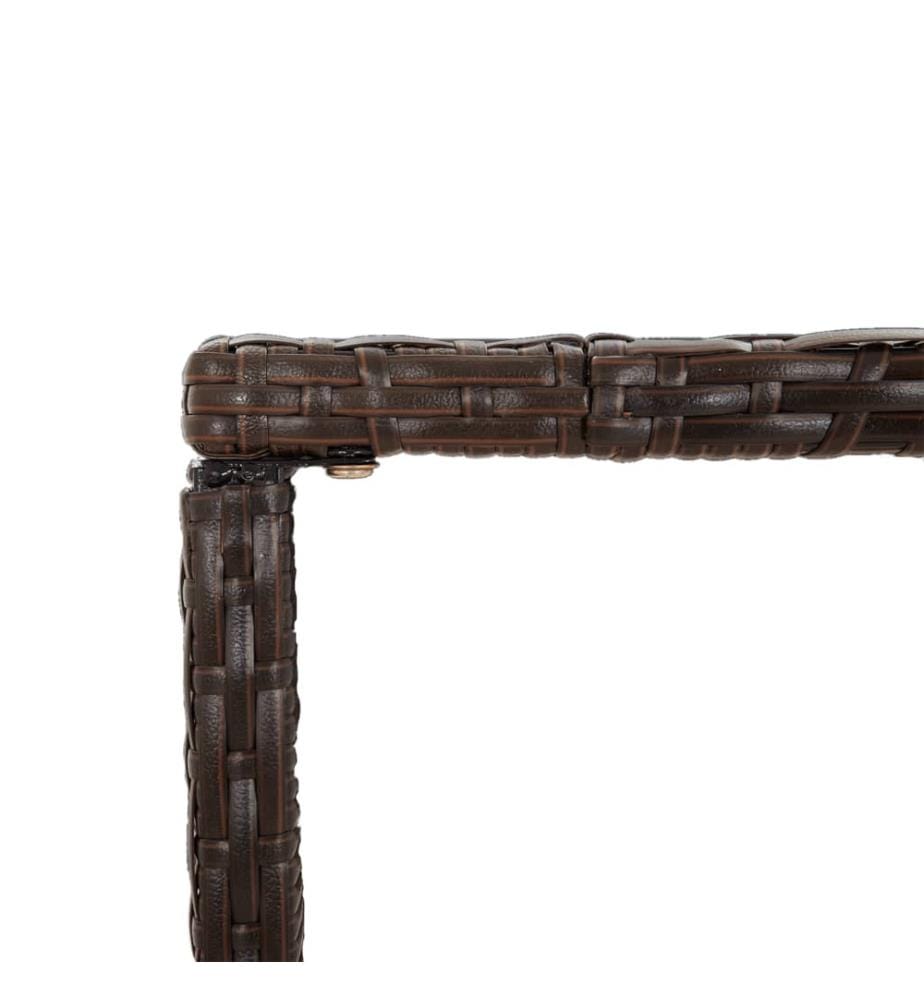 Bartisch mit Glasplatte Braun 110x70x110 cm Poly Rattan