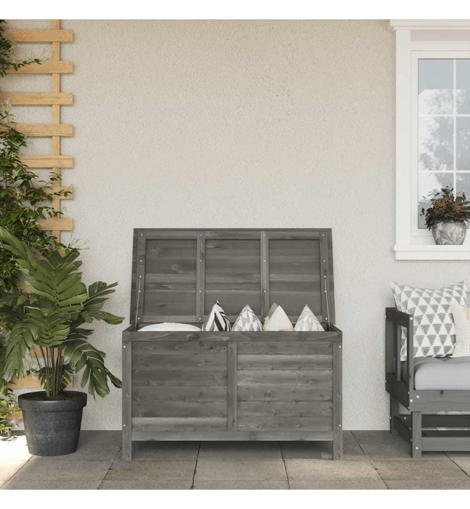 Boîte de rangement de jardin anthracite bois massif de sapin