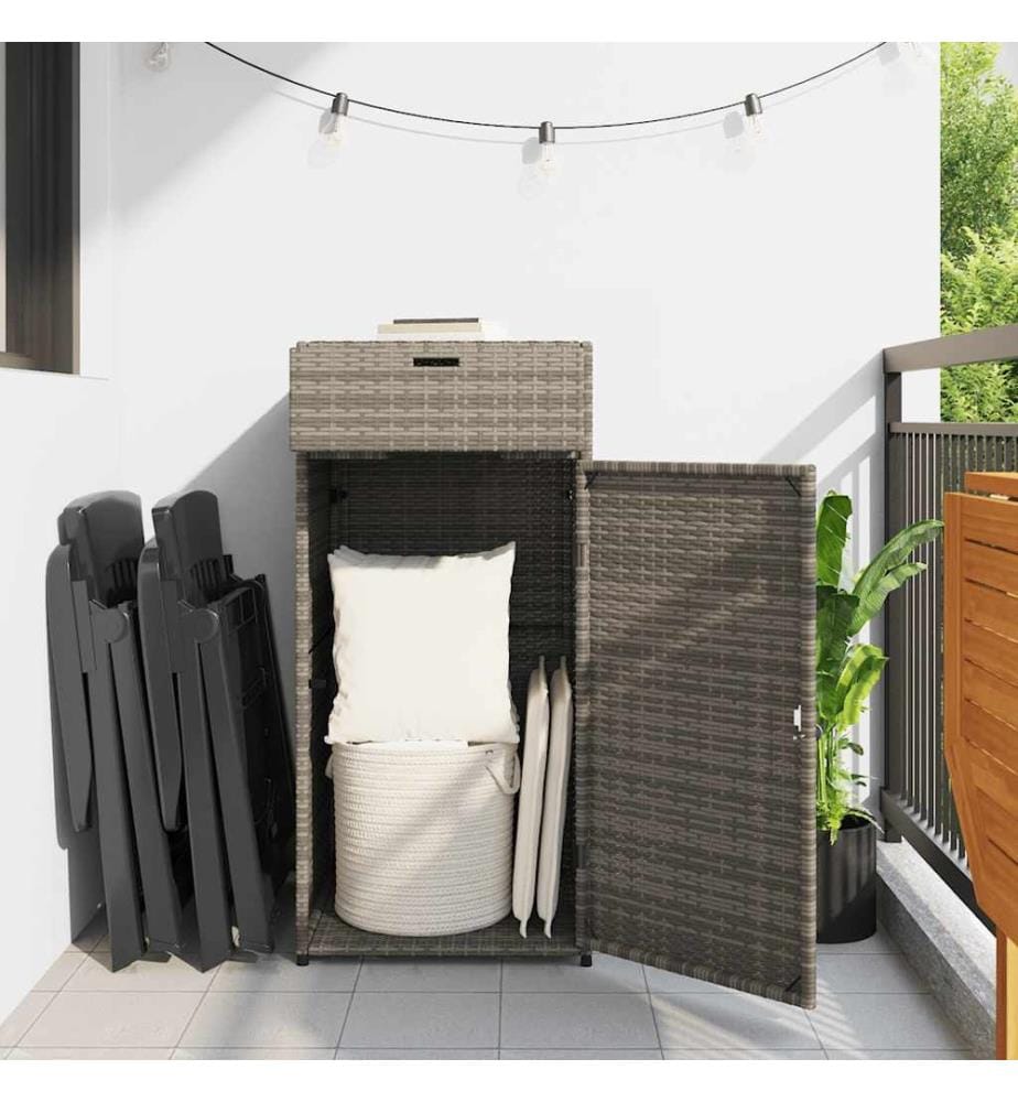 Gartenschrank Grau 55x55x111 cm Poly Rattan