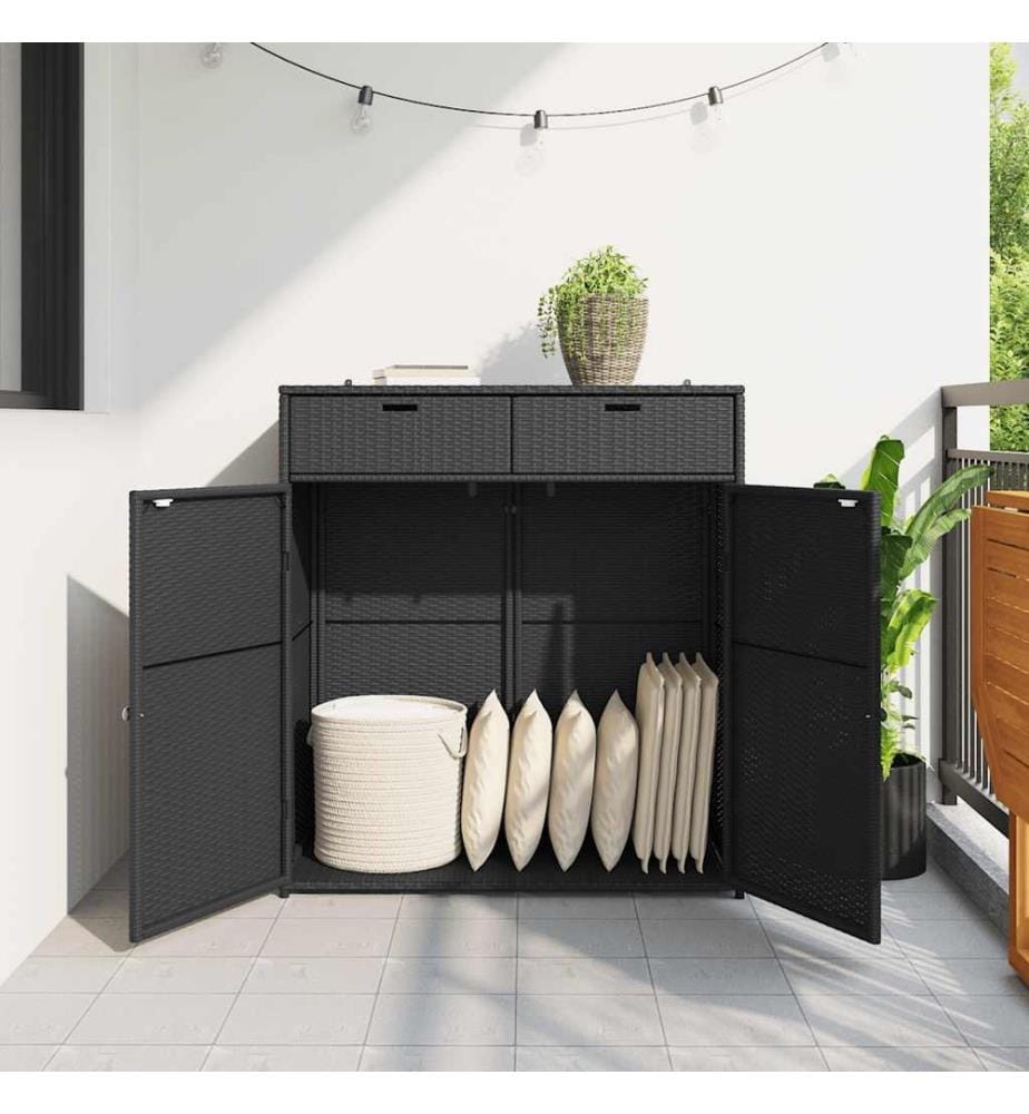 Gartenschrank Schwarz 105x55x113 cm Poly Rattan