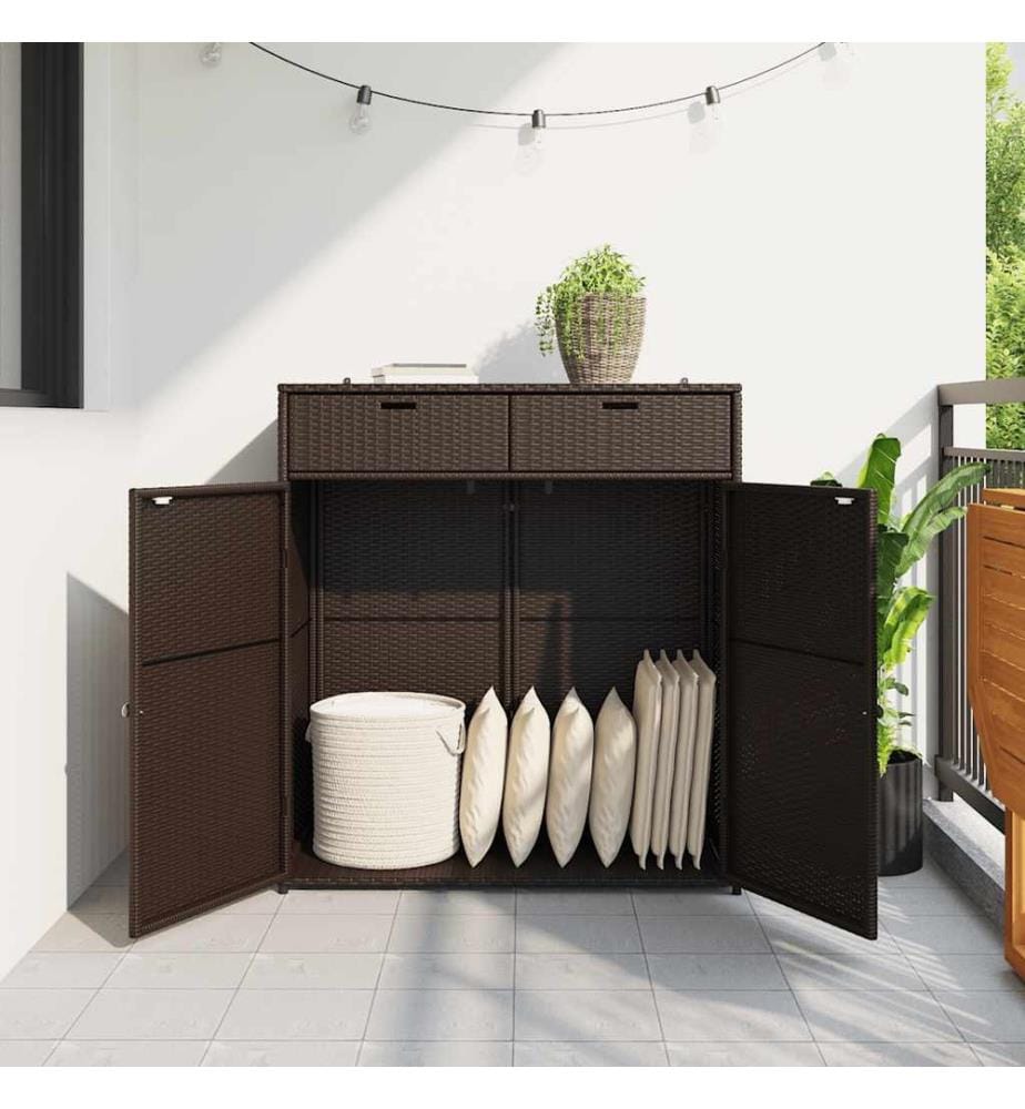 Gartenschrank Braun 105x55x113 cm Poly Rattan