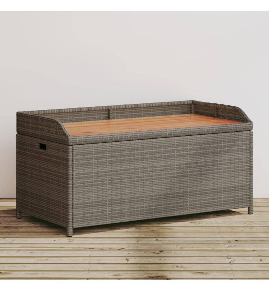 Bank mit Stauraum Grau 100x50x52 cm Poly Rattan Akazienholz