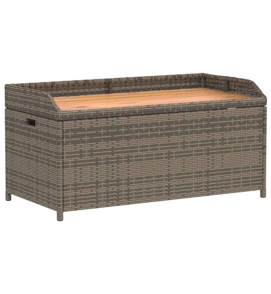 Bank mit Stauraum Grau 100x50x52 cm Poly Rattan Akazienholz
