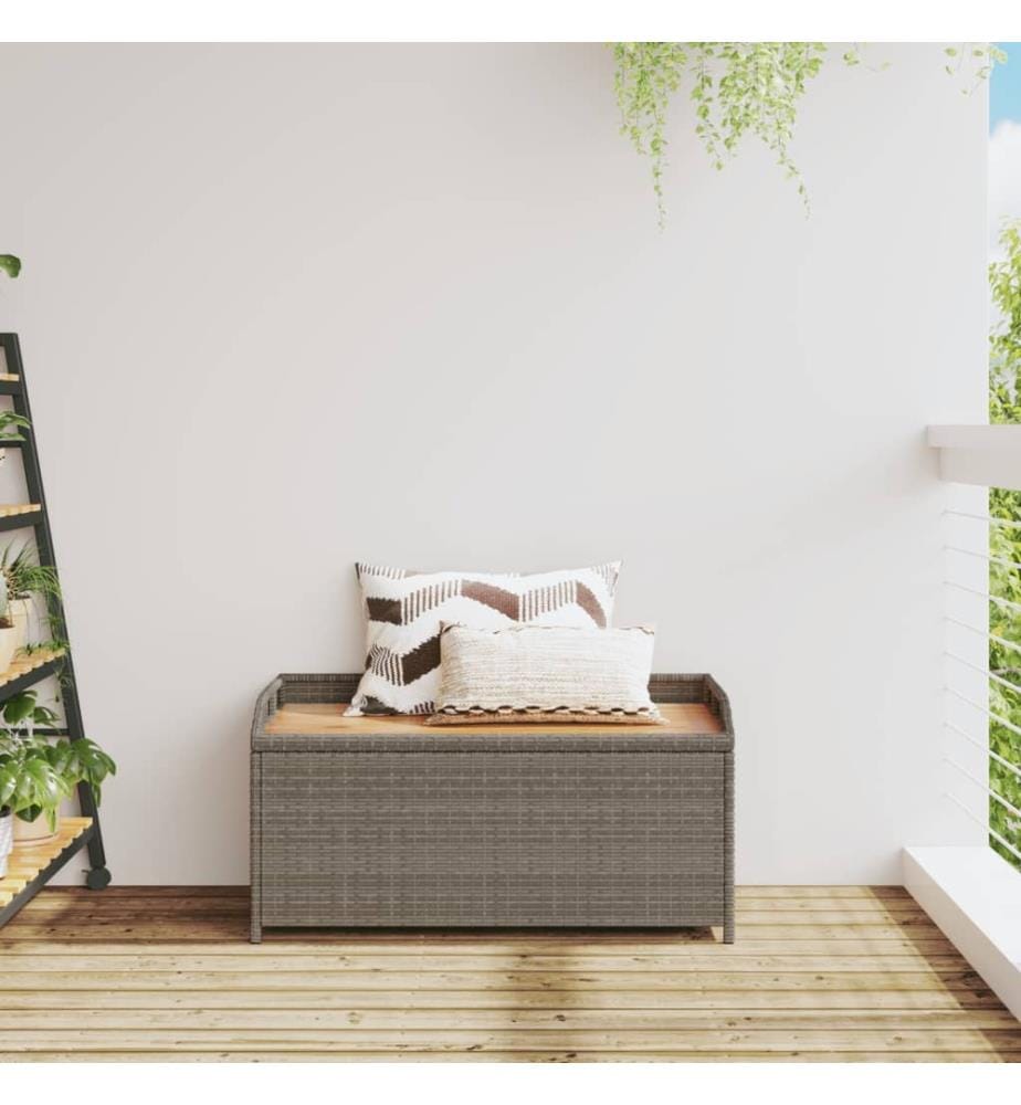 Bank mit Stauraum Grau 100x50x52 cm Poly Rattan Akazienholz