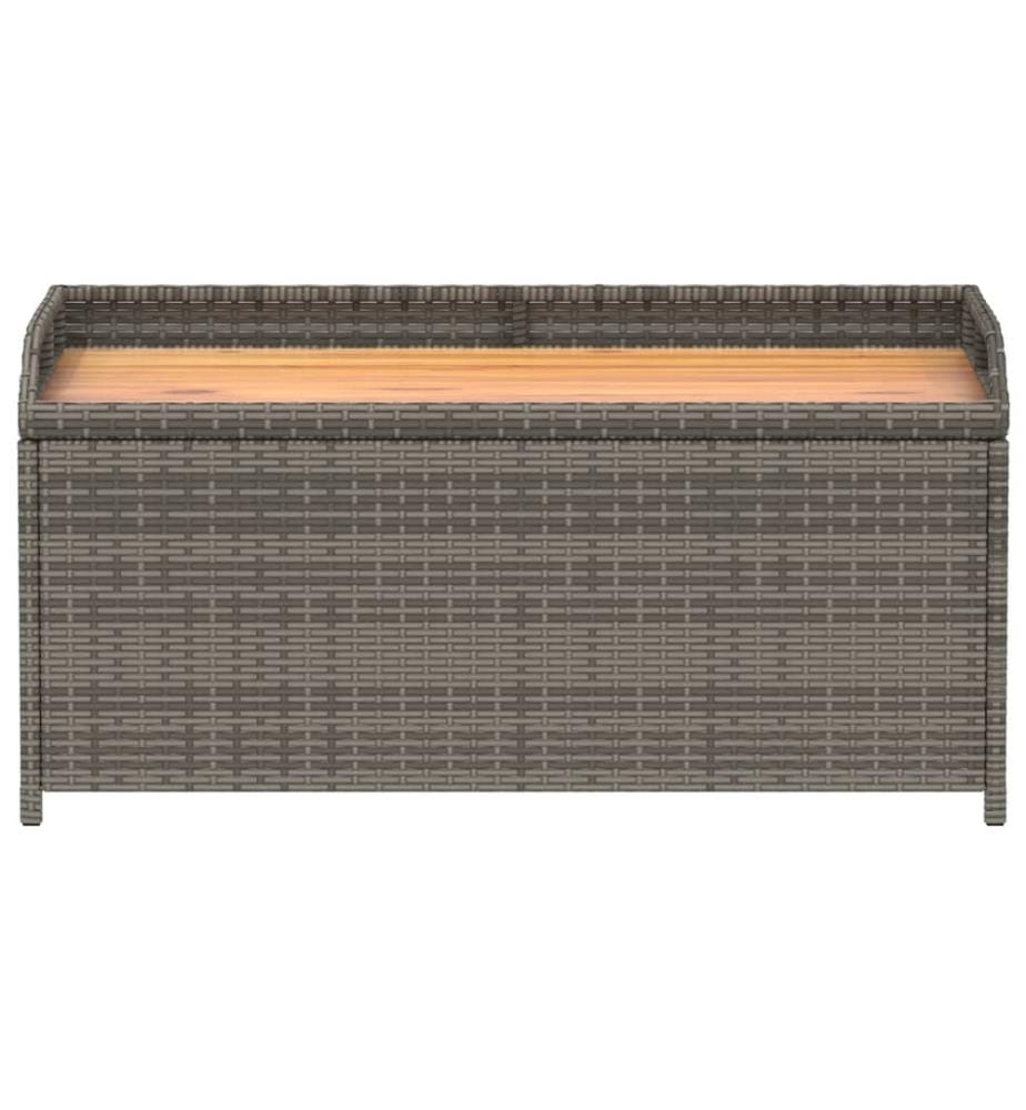 Bank mit Stauraum Grau 100x50x52 cm Poly Rattan Akazienholz