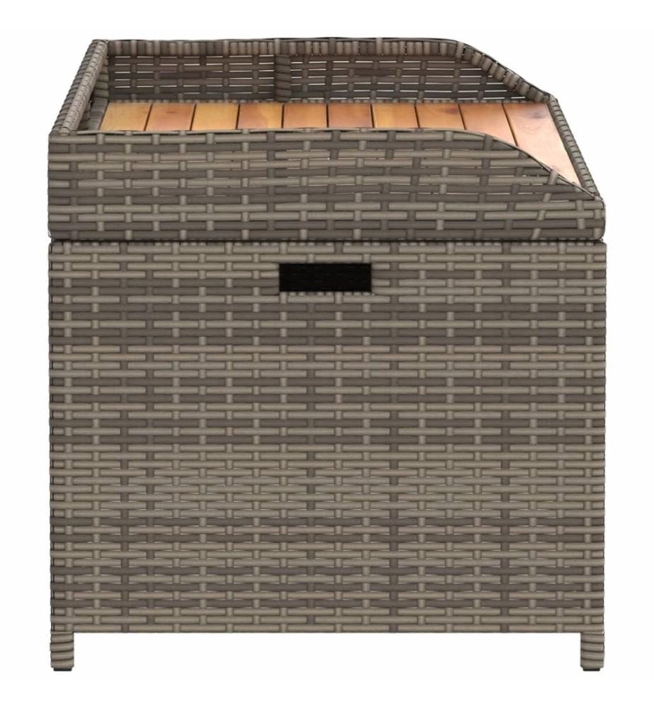 Bank mit Stauraum Grau 100x50x52 cm Poly Rattan Akazienholz