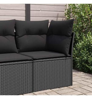 Gartensofa-Ecke mit Kissen Schwarz Poly Rattan