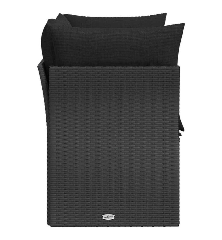 Gartensofa mit Kissen 2-Sitzer Schwarz Poly Rattan