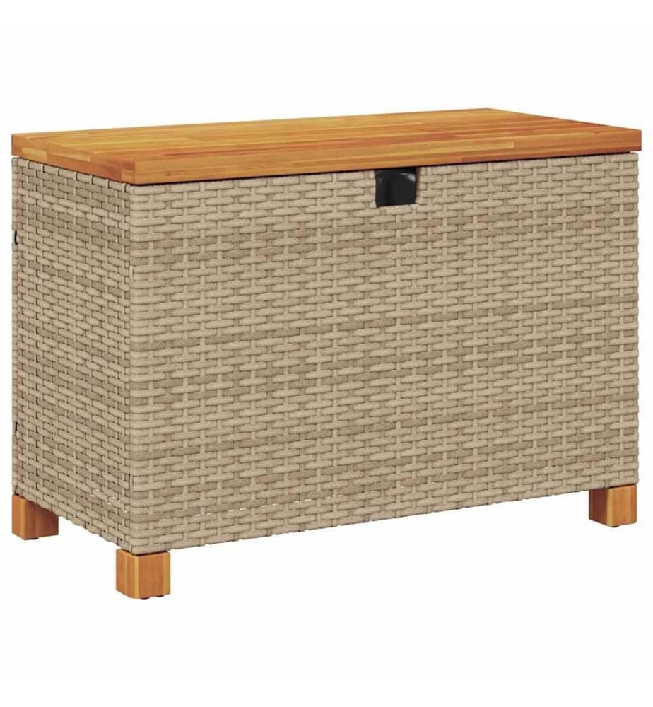Gartentruhe Beige 80x40x48 cm Poly Rattan Akazienholz