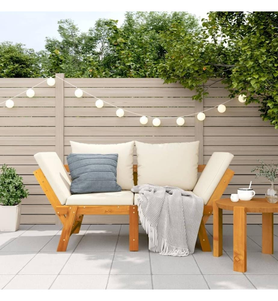 Banc de jardin avec coussins 2 en 1 bois d'acacia massif