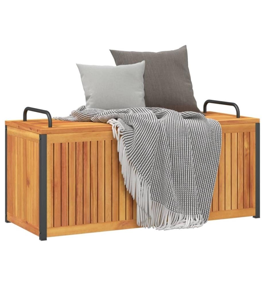 Boîte à coussins d'extérieur bois d'acacia solide et acier