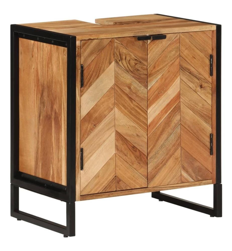 Badschrank 55x35x60 cm Massivholz Akazie und Eisen