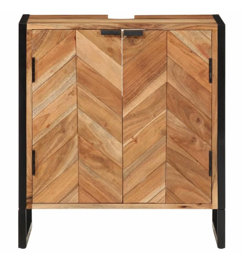 Badschrank 55x35x60 cm Massivholz Akazie und Eisen