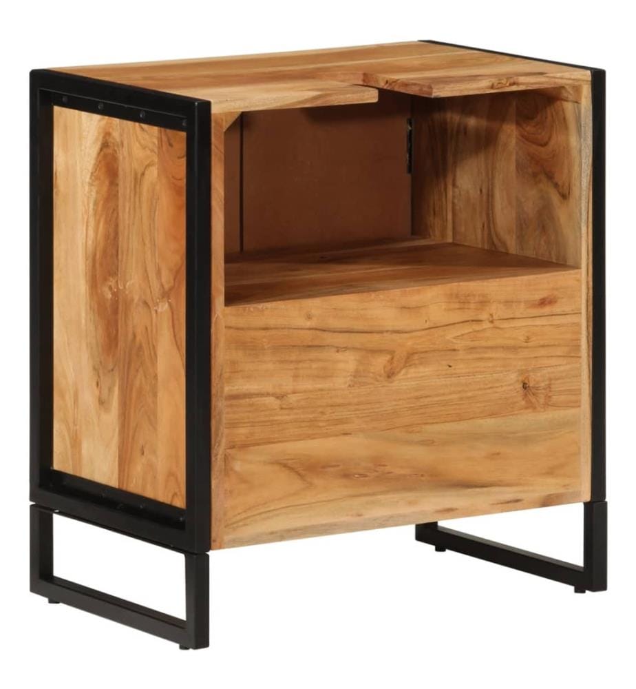 Badschrank 55x35x60 cm Massivholz Akazie und Eisen